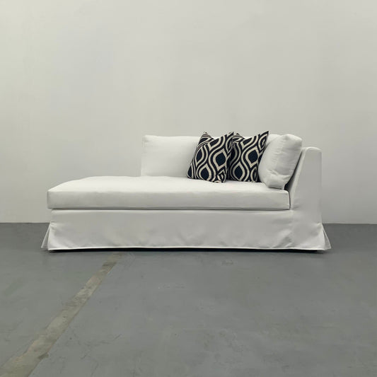 HILLHOUSE SLIP-COVER CUSTOM CHAISE | IN COPELAND SNOW WASHABLE FABRIC | AVAILABLE NOW
