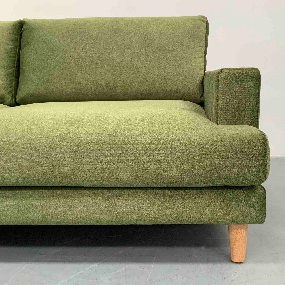 TANNER LOUNGE SERIES | 2.5 SEATER & OTTOMAN COMBO IN REGIS OLIVE VELVET | AVAILABLE NOW
