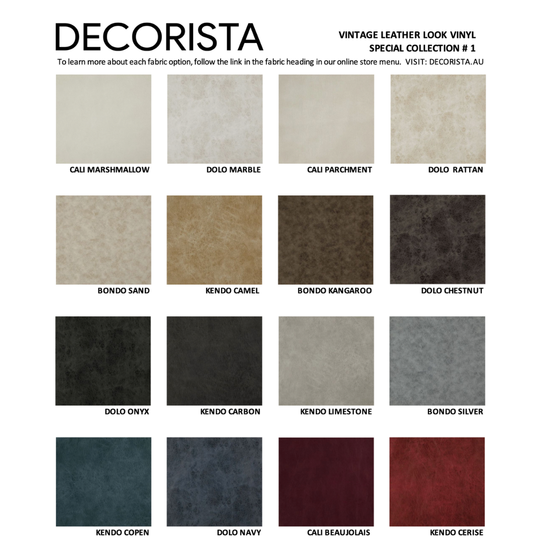 BUTTONED STORAGE OTTOMANS LONG | VINTAGE LEATHER LOOK VINYL | MULTIPLE SIZES AND OPTIONS AVAILABLE | MADE TO ORDER IN WA