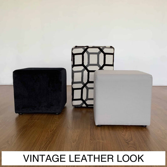 Accent Ottomans Square Selection | Vintage Leather Look Vinyl Multiple Sizes And Options Available