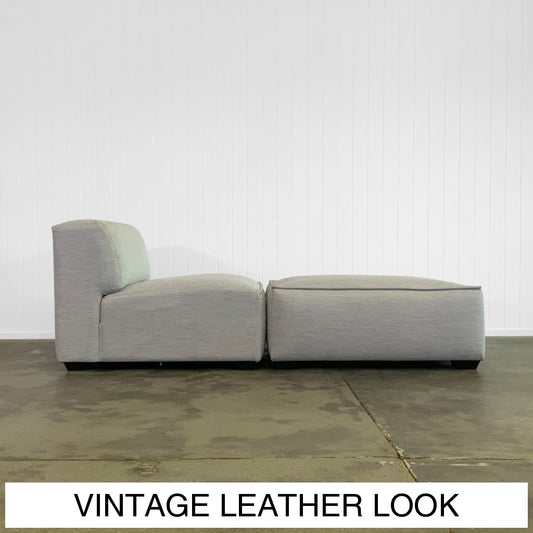 Mercury Seat Module Ottoman | Vintage Leather Look Vinyl Multiple Options Available Made To Order In