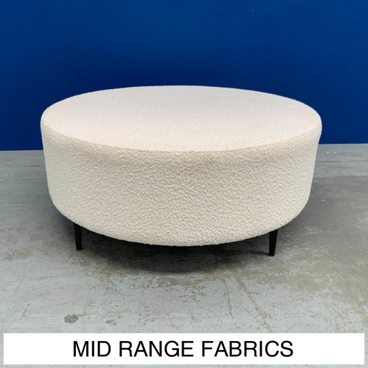 Onda Round Ottoman With Legs | Mid Range Fabrics Multiple Sizes And Options Available Made To Order