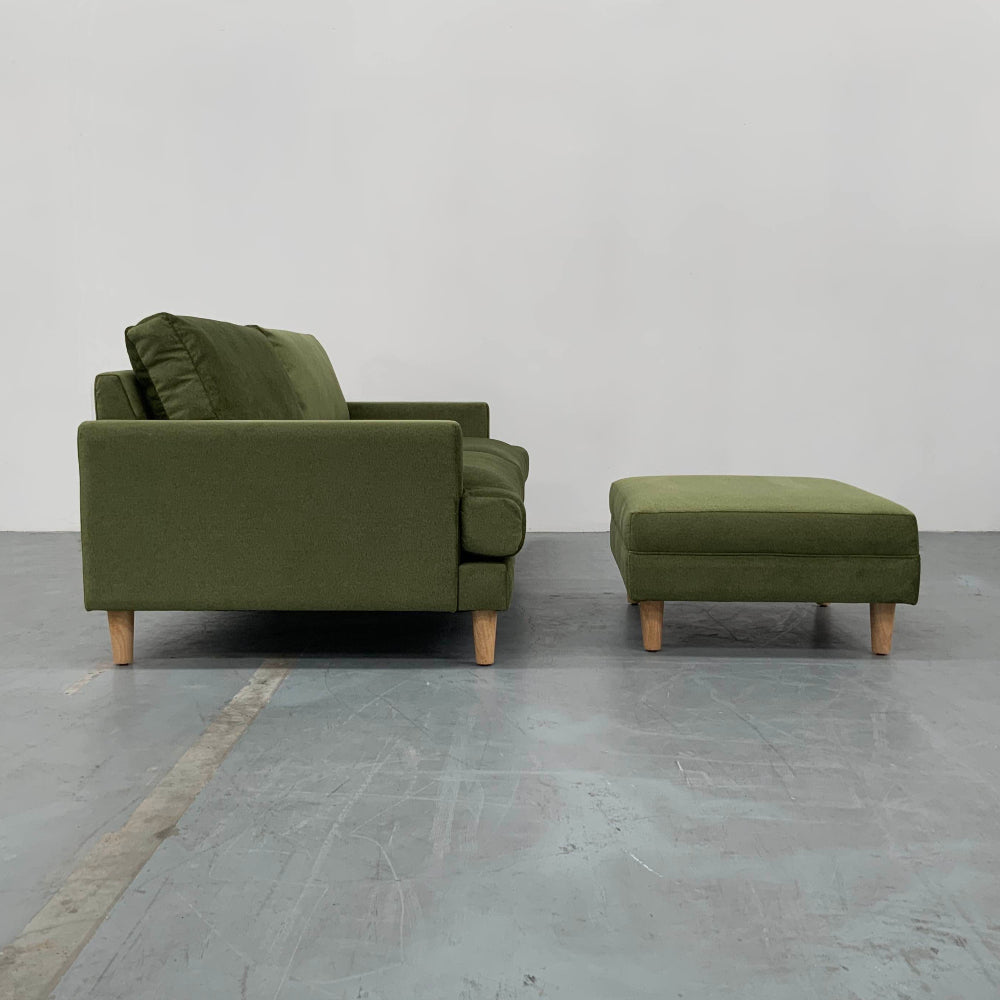 TANNER LOUNGE SERIES  | 2.5 SEATER & OTTOMAN COMBO IN REGIS OLIVE VELVET | AVAILABLE NOW