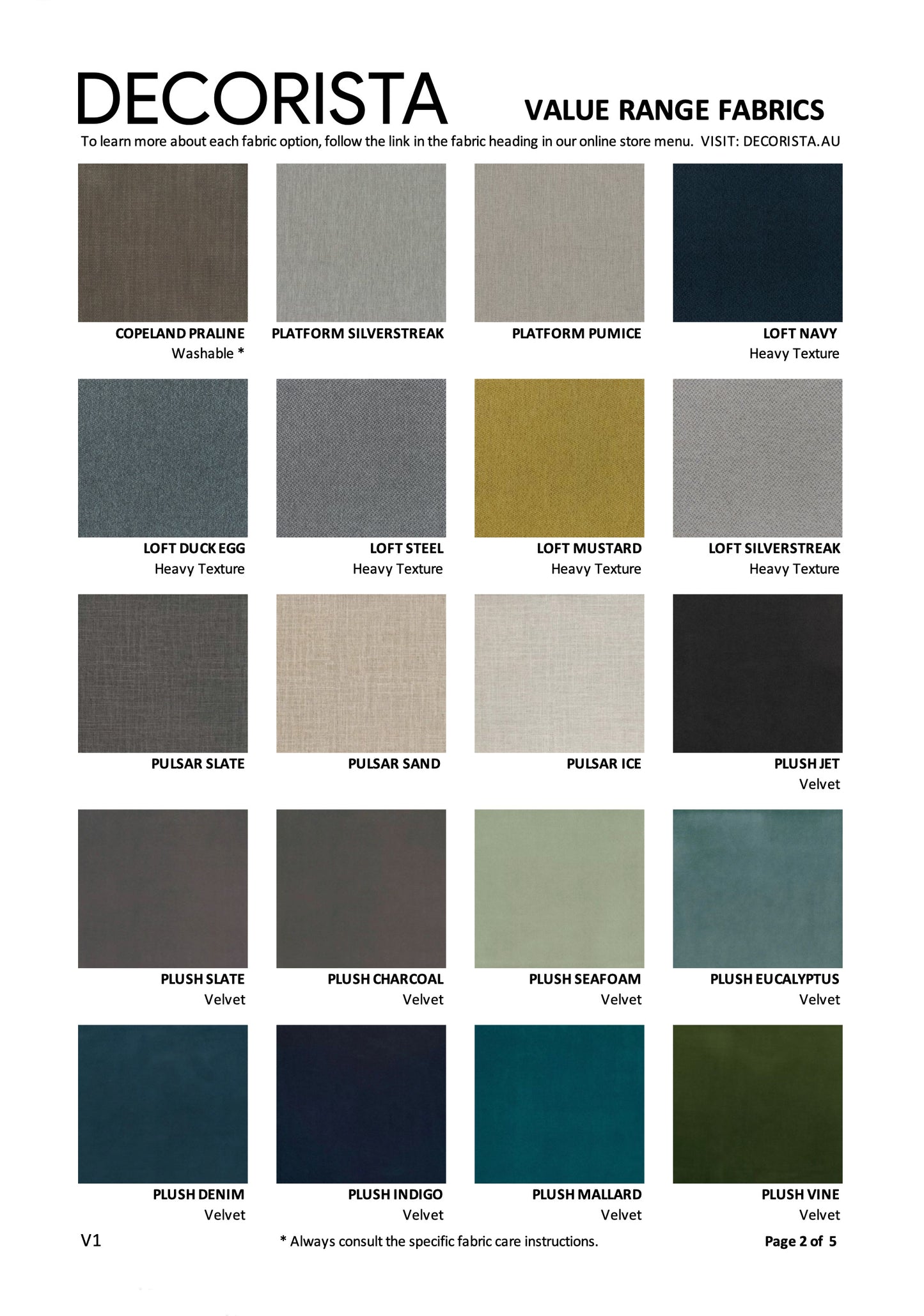 COCO | VALUE RANGE FABRICS | MULTIPLE SIZES AND OPTIONS AVAILABLE | MADE TO ORDER IN WA 2