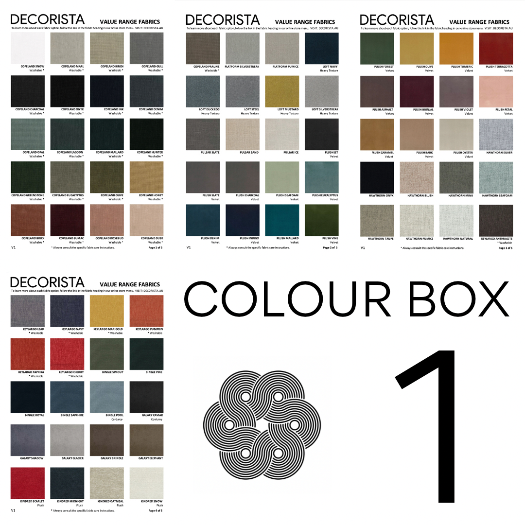 COLOUR BOX 1 | VALUE RANGE FABRIC OPTIONS