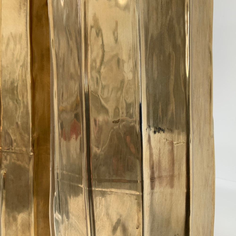 Golden Ribbed Vase 49cm | Medium PICK-UP ONLY