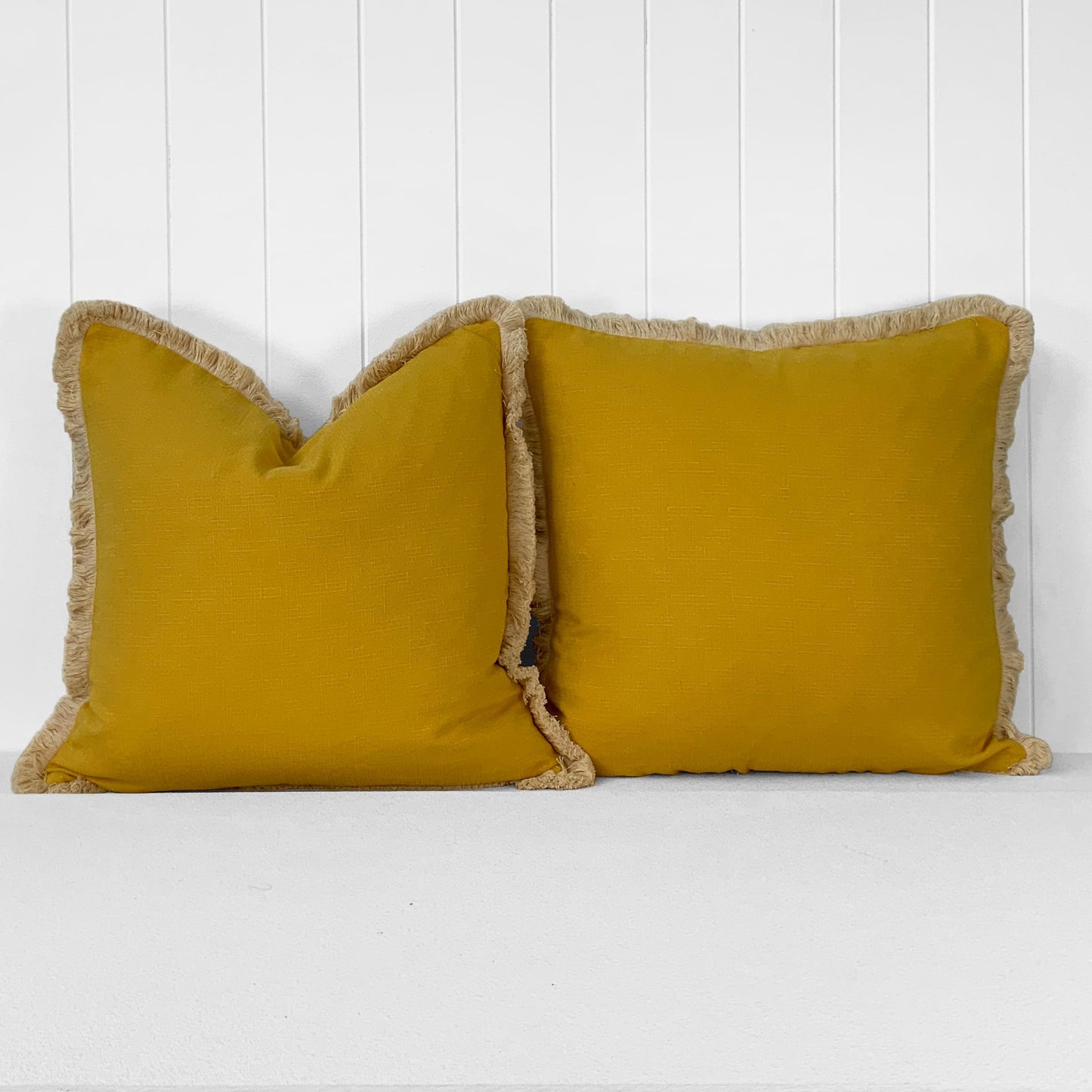 BARBADOS FRINGED CUSHION | SUNFLOWER | 55CM X 55CM | CHOOSE FEATHER OR FIBRE FILLING