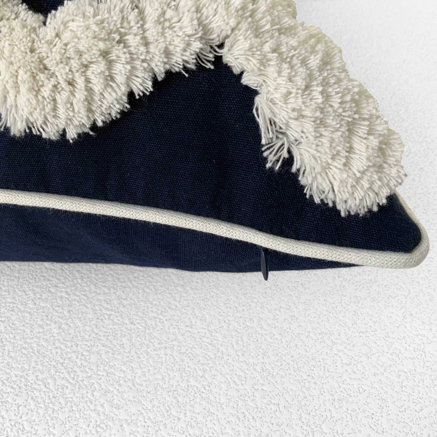 AFGHAN CUSHION | NAVY AND WHITE TRELLIS | 55CM X 55CM | CHOOSE FEATHER OR FIBRE FILLING