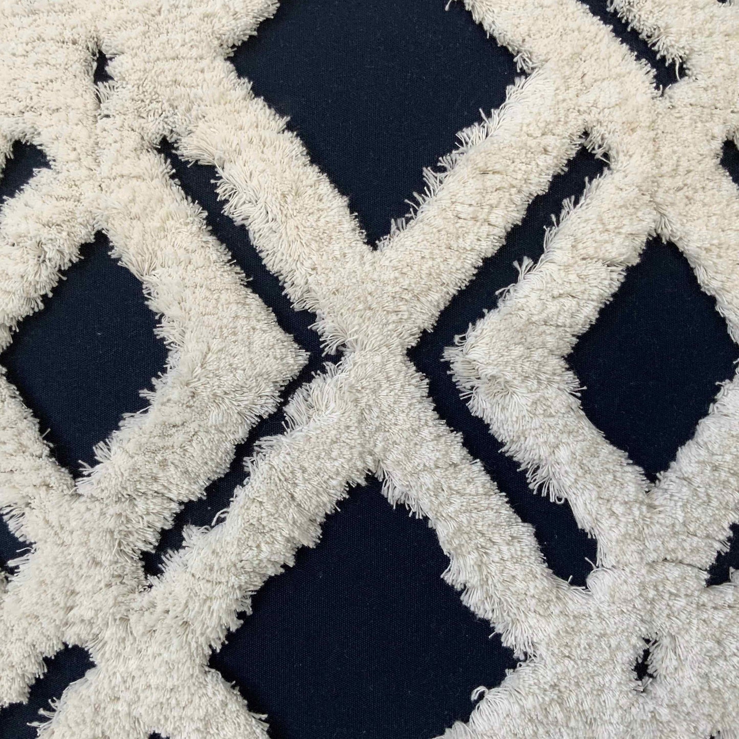 AFGHAN CUSHION | NAVY AND WHITE TRELLIS | 55CM X 55CM | CHOOSE FEATHER OR FIBRE FILLING