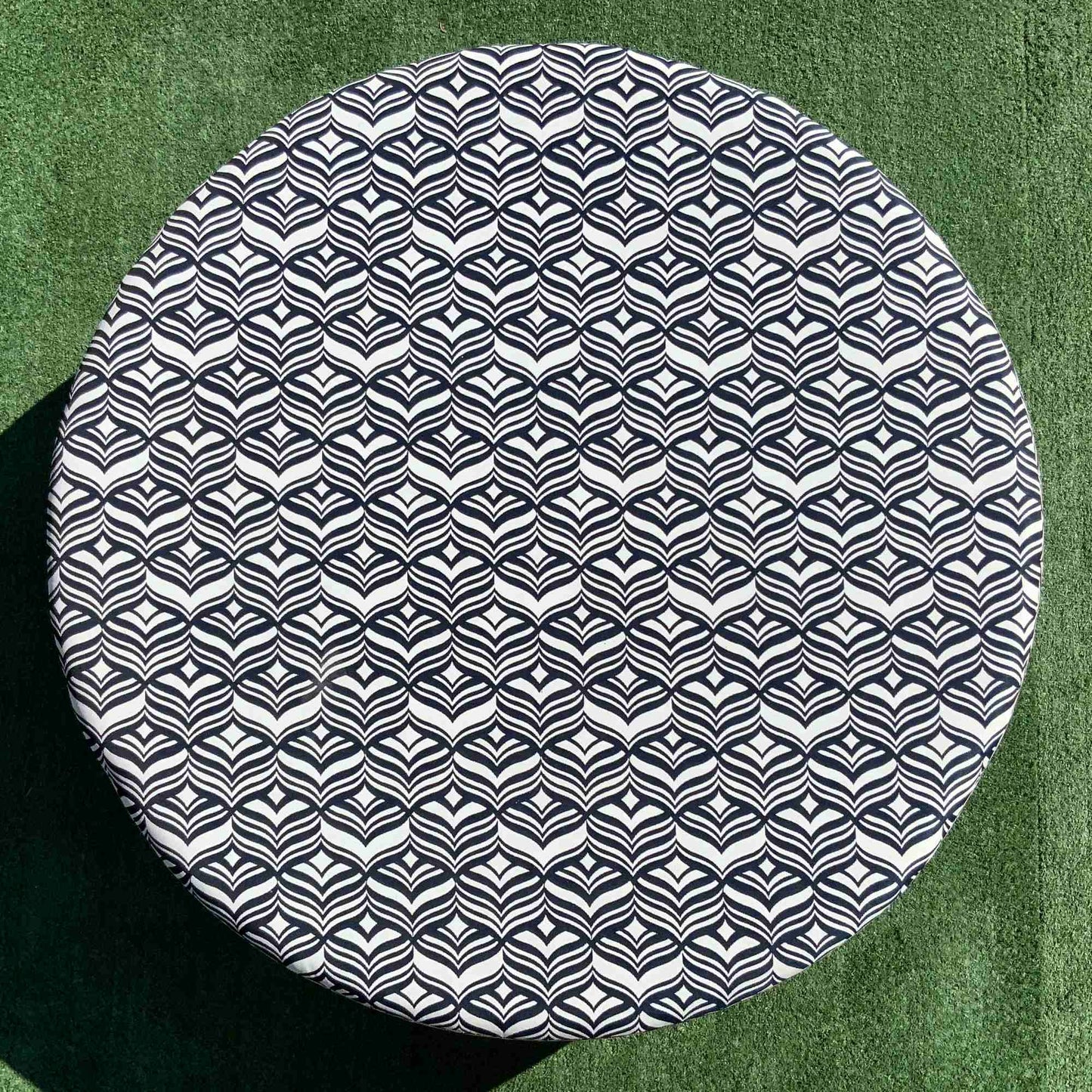OUTDOOR ROUND OTTOMAN | ALL WEATHER OUTDOORS FABRIC | MULTIPLE OPTIONS AVAILABLE | MADE TO ORDER IN WA