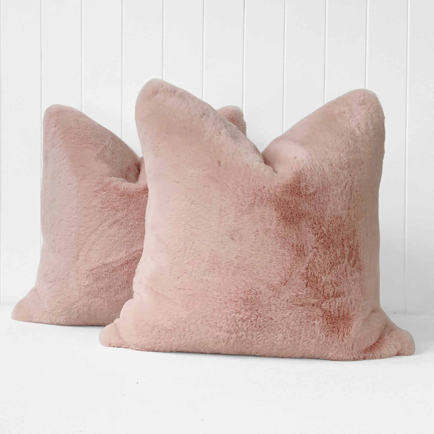 PLUSH BUNNY CUSHION | BLOSSOM PINK | 55CM X 55CM | CHOOSE FEATHER OR FIBRE FILLING