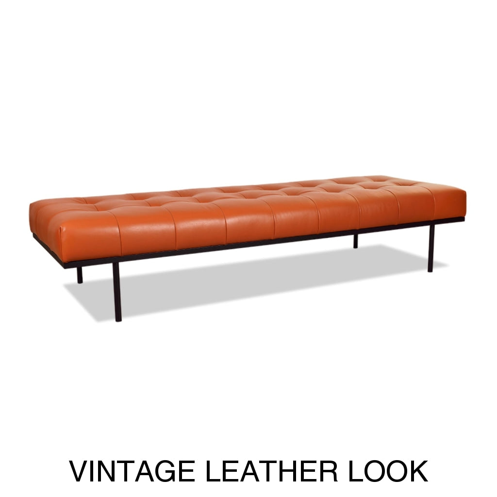 Ellis Architectural Bench | Vintage Leather Look Vinyl Multiple Sizes And Options Available Made To