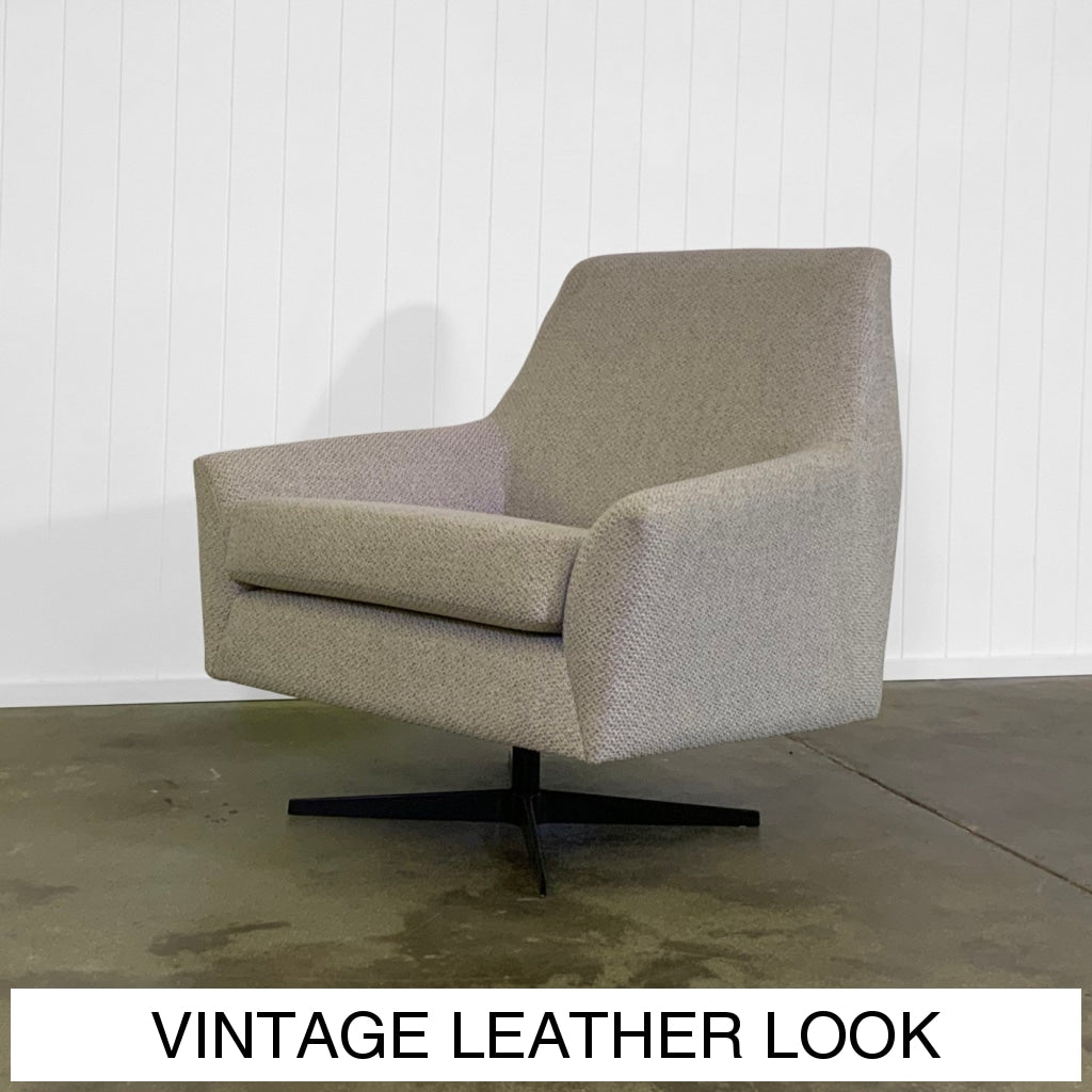 Emilio Swivel Chair | Vintage Leather Look Vinyl Multiple Options Available Made To Order In Wa