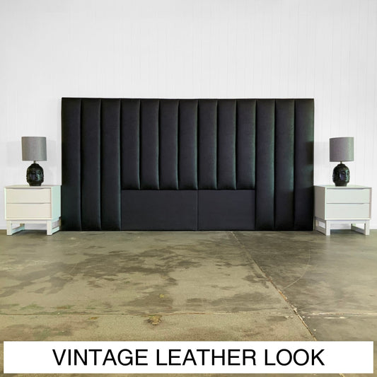 Georgio Upholstered Headboard | Vintage Leather Look Vinyl Multiple Sizes And Options Available Made