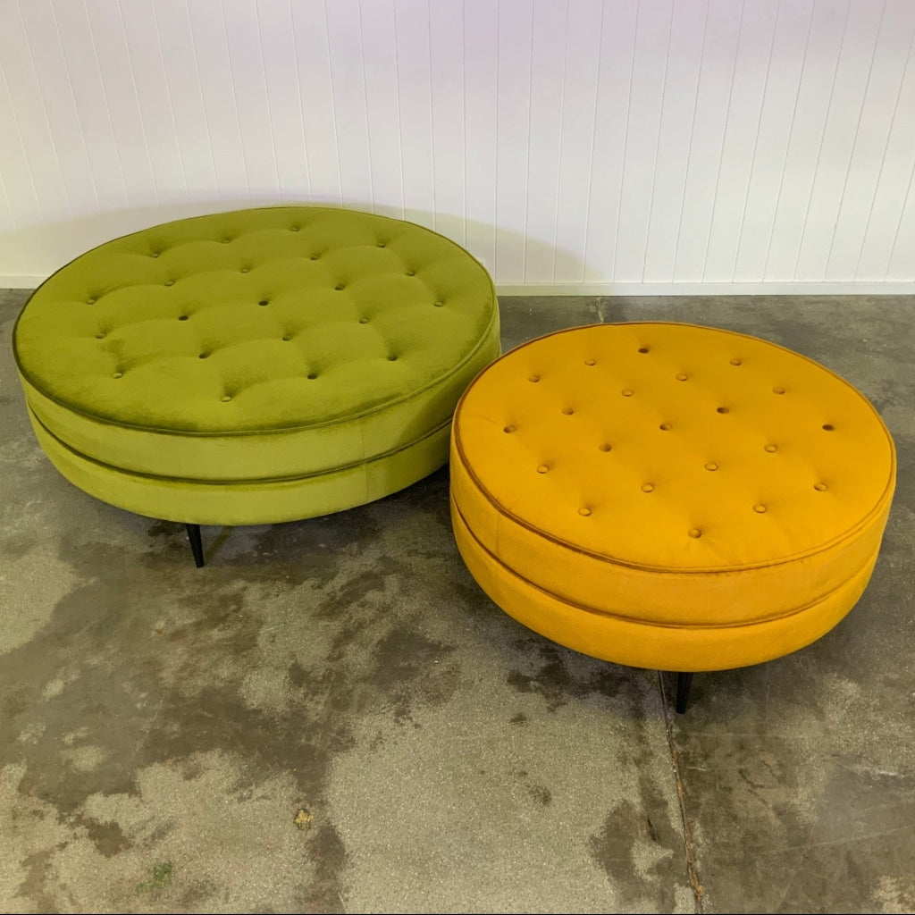 Lucille Ottoman | Vintage Leather Look Vinyl Multiple Sizes And Options Available Made To Order In
