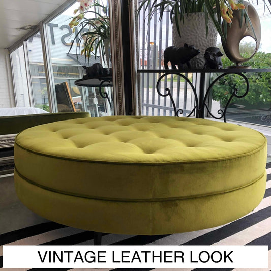 Lucille Ottoman | Vintage Leather Look Vinyl Multiple Sizes And Options Available Made To Order In