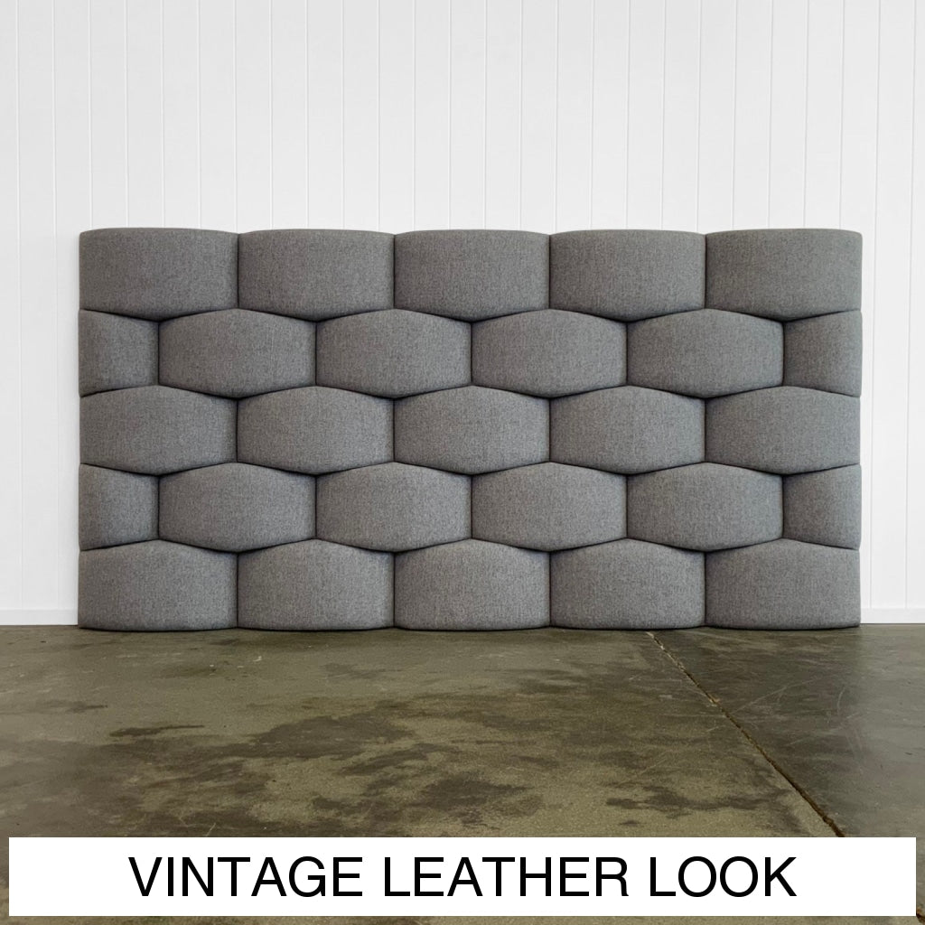Luxor Upholstered Headboard | Vintage Leather Look Vinyl Multiple Sizes And Options Available Made