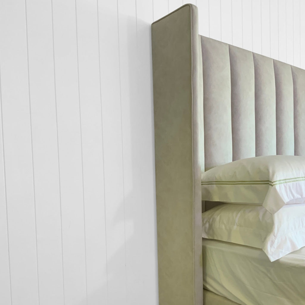 Monroe Upholstered Bed | Vintage Leather Look Vinyl Multiple Sizes And Options Available Made To