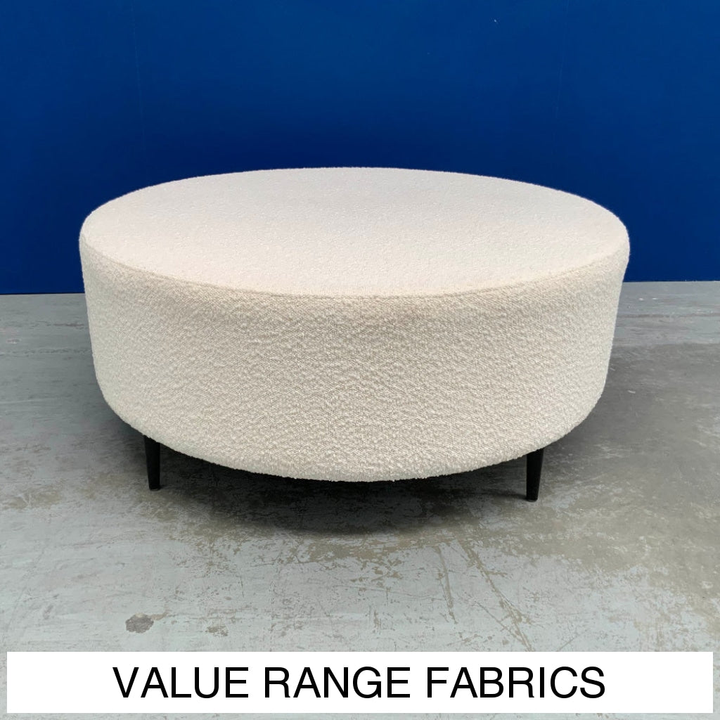 Onda Round Ottoman With Legs | Value Range Fabrics Multiple Sizes And Options Available Made To