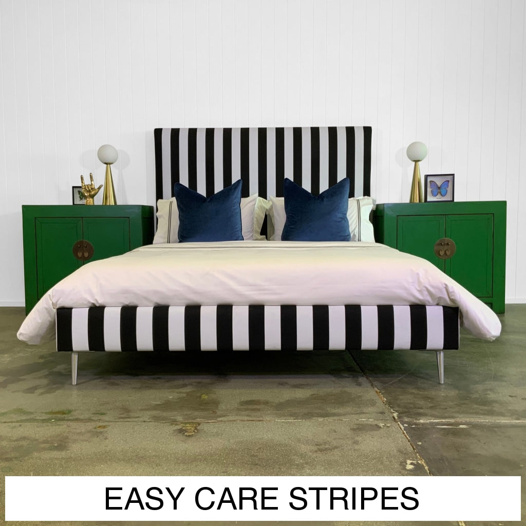 Polo Upholstered Bed | Easycare Stripes Fabric Multiple Sizes And Options Available Made To Order In